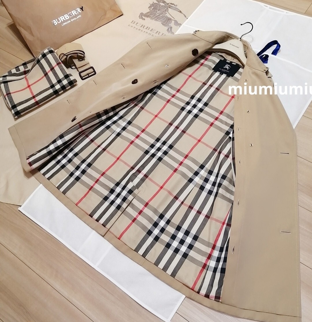 本物上質● バーバリーロンドン BURBERRY LONDON トレンチコート バーバリー ノバチェック ベージュ 36サイズ 素敵め S Mの画像3