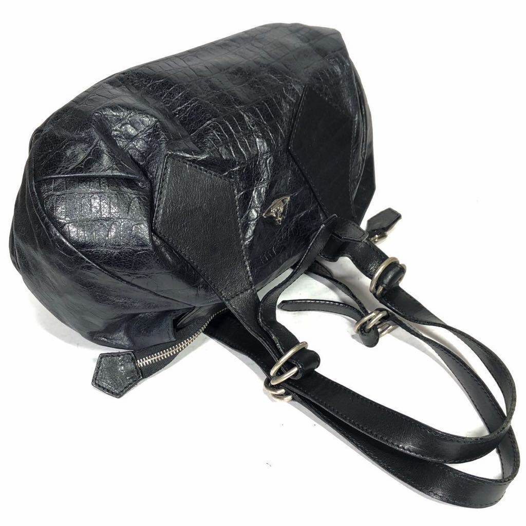【ヴィヴィアンウエストウッド】本物 Vivienne Westwood ハンドバッグ 黒 オーブ金具 ショルダーバッグ 本革 レザー レディース 保存袋付きの画像5