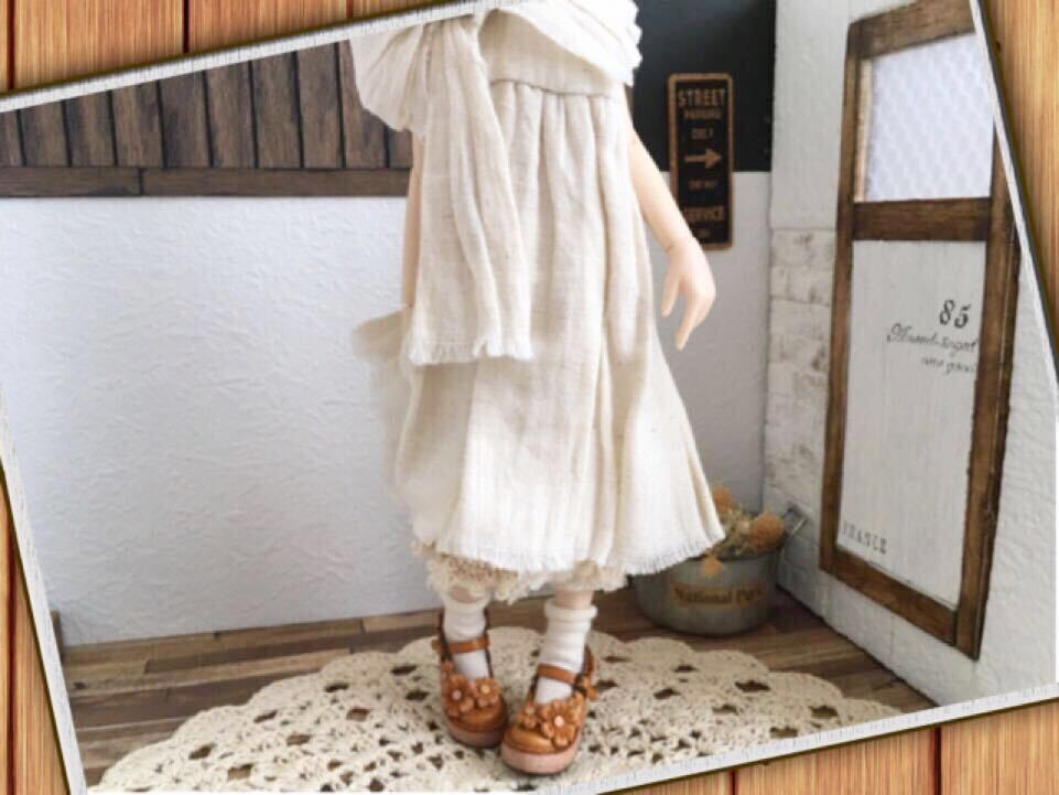 ＊革＊お花デコ＊ストラップシューズ靴＊濃淡琥珀色＊ヴィンテージ風＊栃木レザー＊Outfit＊Doll Shoes＊＊ブライス/ピュアニーモS＊＊の画像6