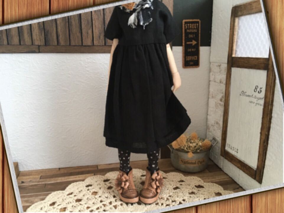 ＊革＊ステッチ&お花＊ブーティ＊濃淡ブラウン＊ブーツ靴＊ヴィンテージ風＊栃木レザー＊Outfit＊Doll Shoes＊ブライス/ピュアニーモS＊_画像6