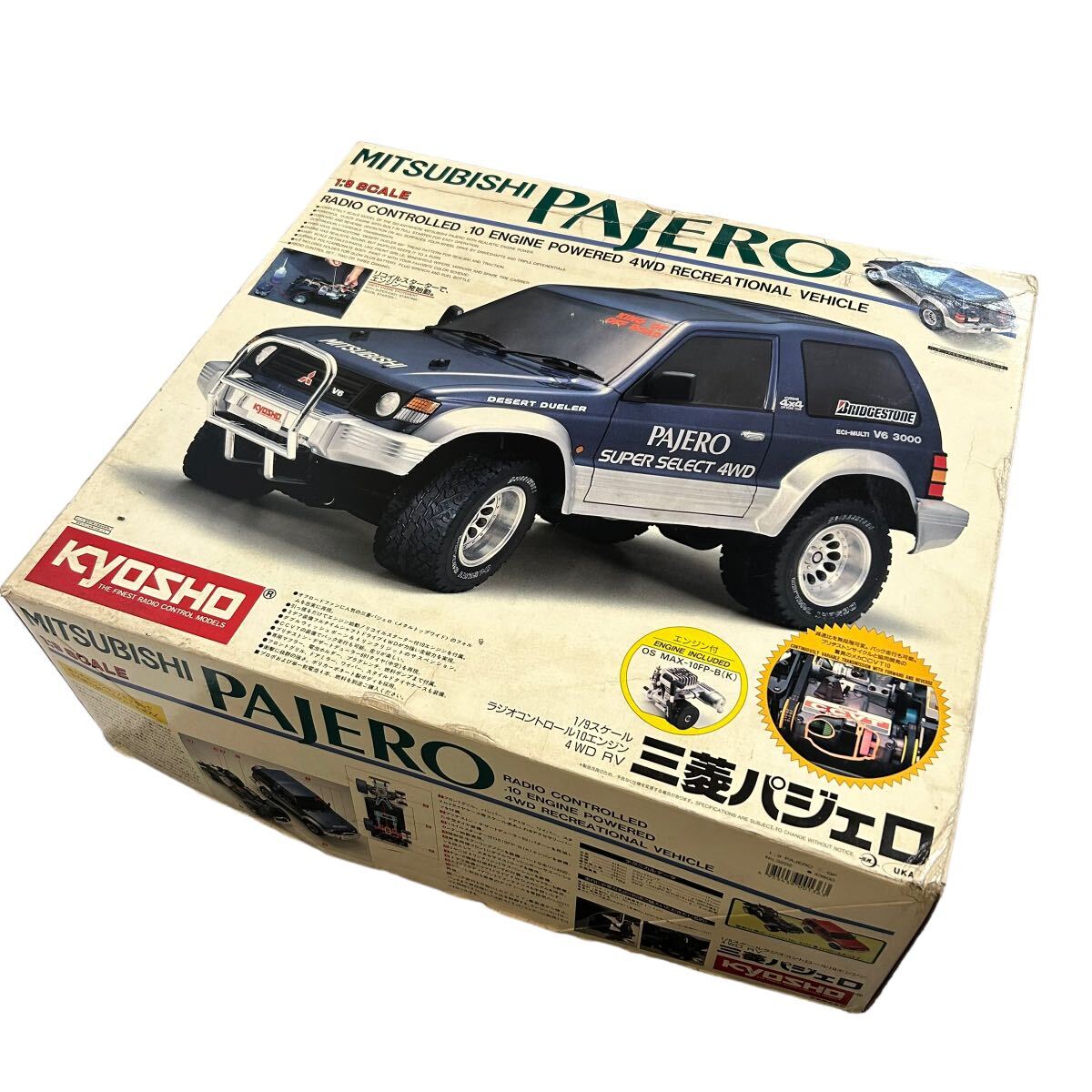 京商 三菱パジェロ KYOSHO 1/9 スケール 4WD RV ラジオコントロール10エンジン ジャンク ラジコン OS MAX エンジン無の画像1