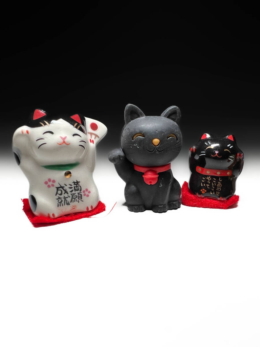 ■猫人形 招き猫 縁起物日本人形 硝子製含む ガラスドール インテリアオブジェ美品_画像2