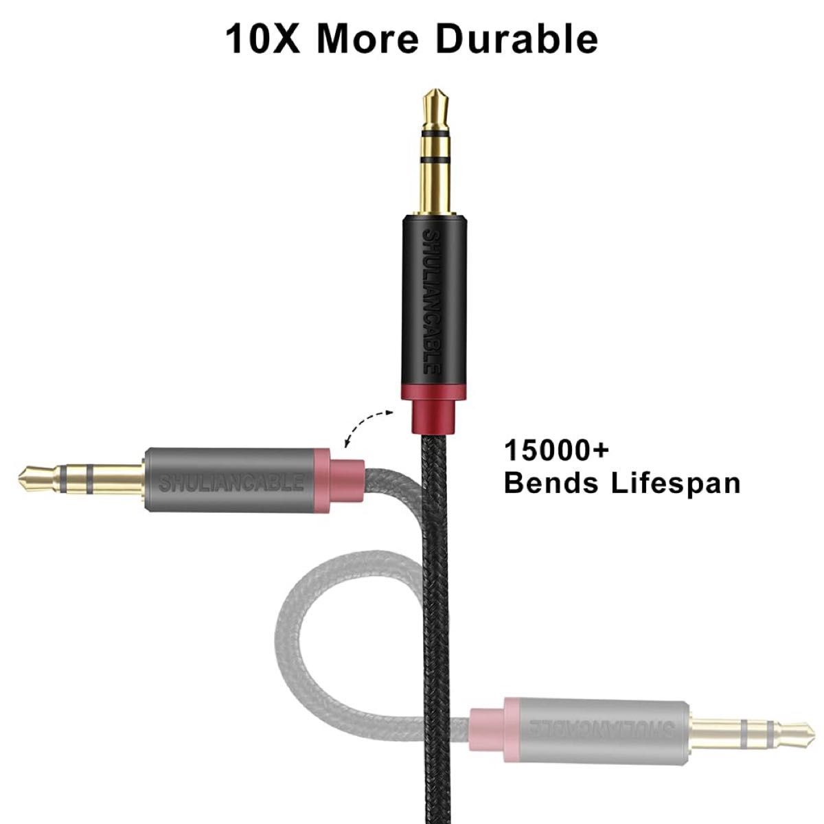 3.5mm オーディオ ジャック ケーブル AUXケーブル オス-オス　1m 赤 ステレオミニプラグ