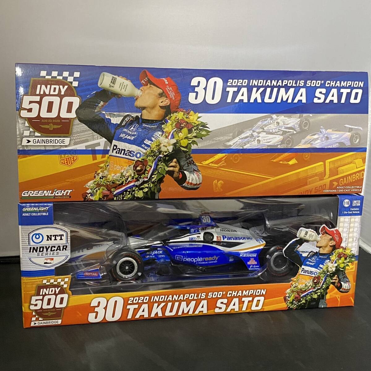 ★☆佐藤琢磨 インディ500 グッズ いろいろ まとめて 1/18 ミニカー 2020 優勝 ＃30 キャップ 帽子 タオル マスク ケース INDY 7点☆★_画像2