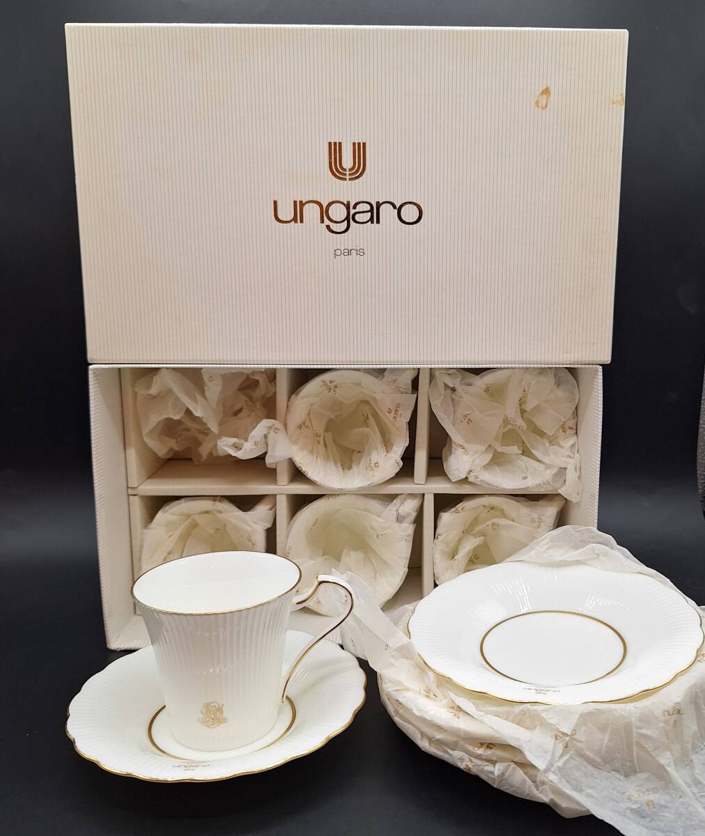 ウンガロ ungaro カップソーサー ティーセット コーヒーカップ ティーカップ 前畑 陶器 6客 未使用 保管品 日本製 洋食器 【4476】 の画像1