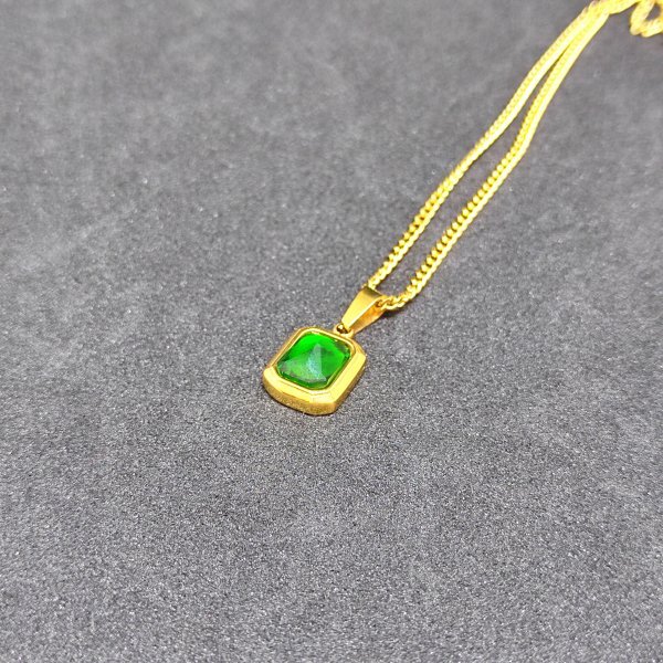 Emerald 18k Gold Plated レディース ネックレス 18K 印字あり k18 金 エメラルドの画像5