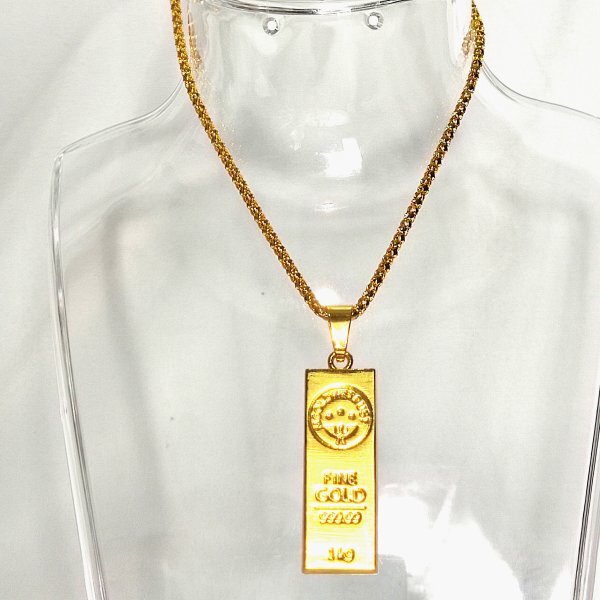 未鑑定品 メンズ レディース ネックレス インゴット 総重量20.5g 鍍金 necklace Gold 18k Gold Plated チェーンネックレスの画像1