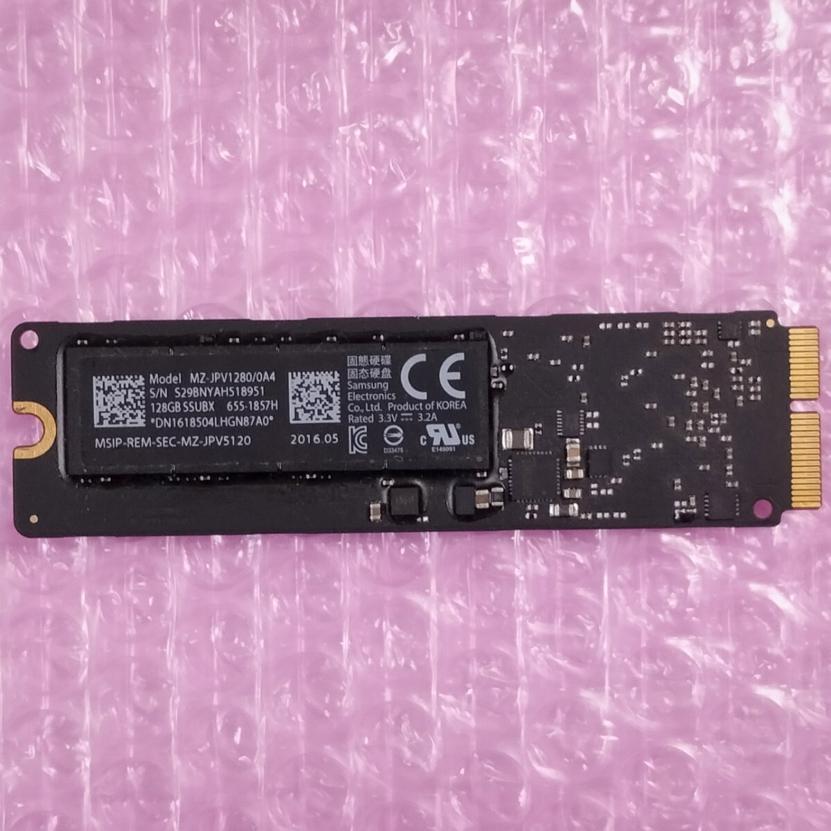 【動作確認済み】Apple純正SSD 128GB SAMSUNG製 MZ-JPV1280/0A4 Mac対応