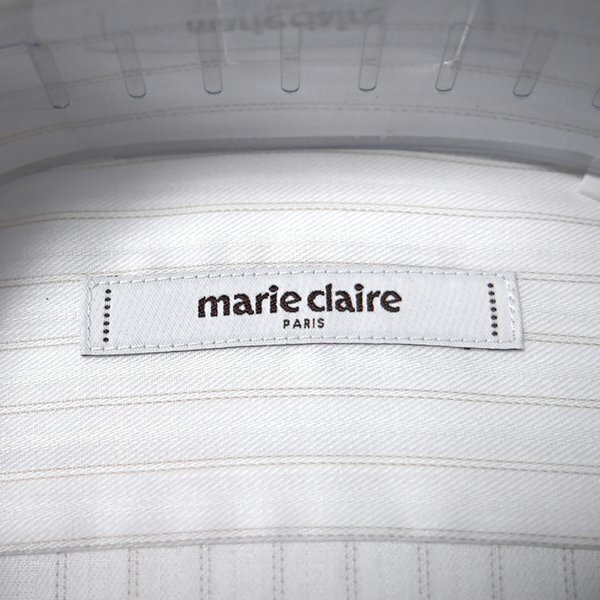 【新品ブランド品】送料無料 マリクレール marie claire 形態安定ストライプボタンダウンメンズシャツ 39-76 白 ドレスシャツノーアイロン の画像3