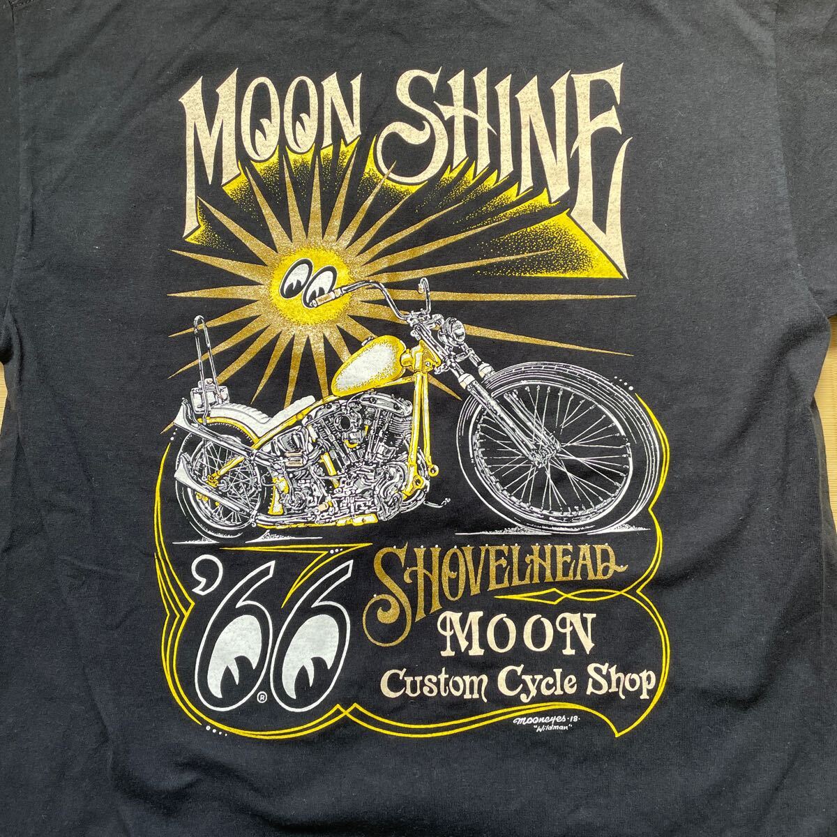 ムーンアイズ Tシャツ MOONEYES 半袖Tシャツ Moon Custom Cycle Shop オフィシャルTシャツ ムーンカスタムサイクルショップ tシャツの画像2