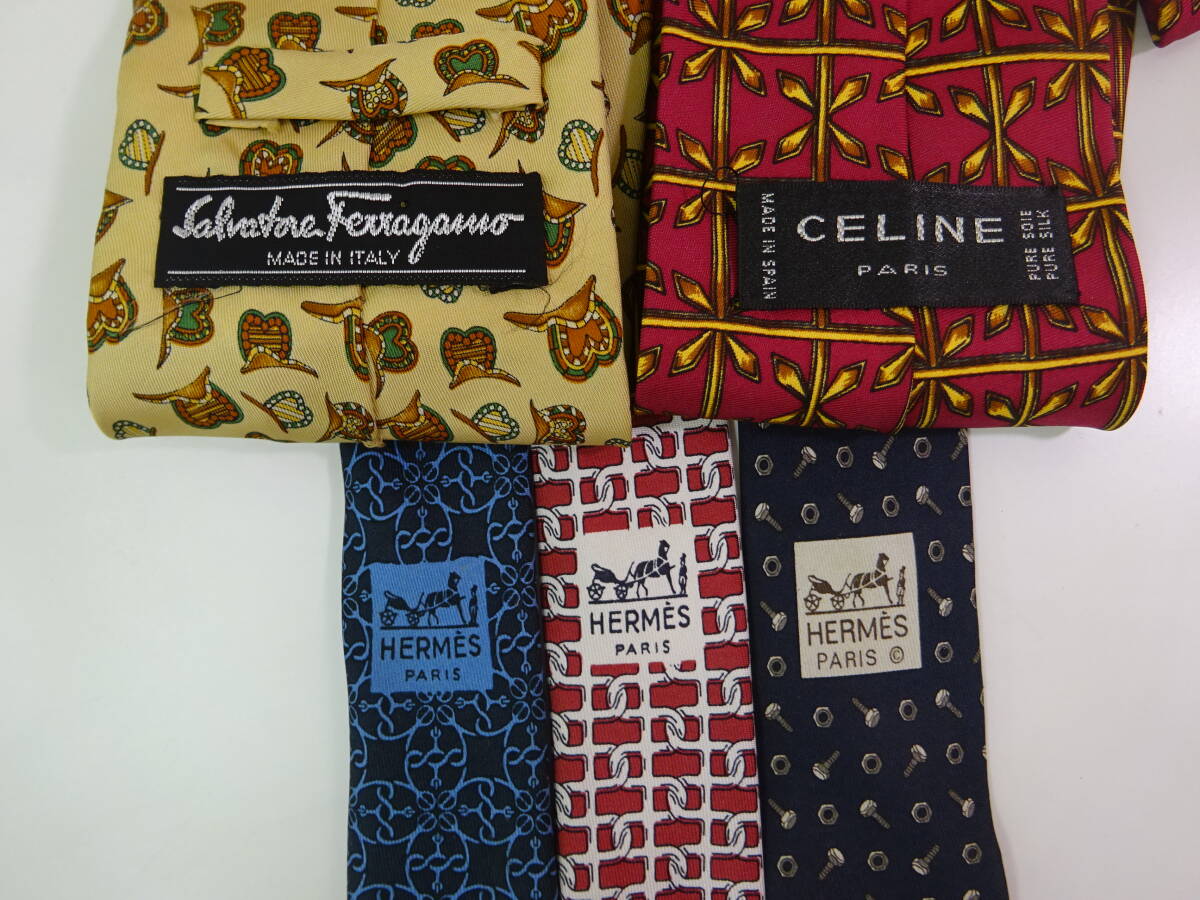 *1 jpy start * Hermes Ferragamo CELINE Dior BURBERRY GUCCI brand necktie 10 pcs set gentleman necktie remake 064M-54