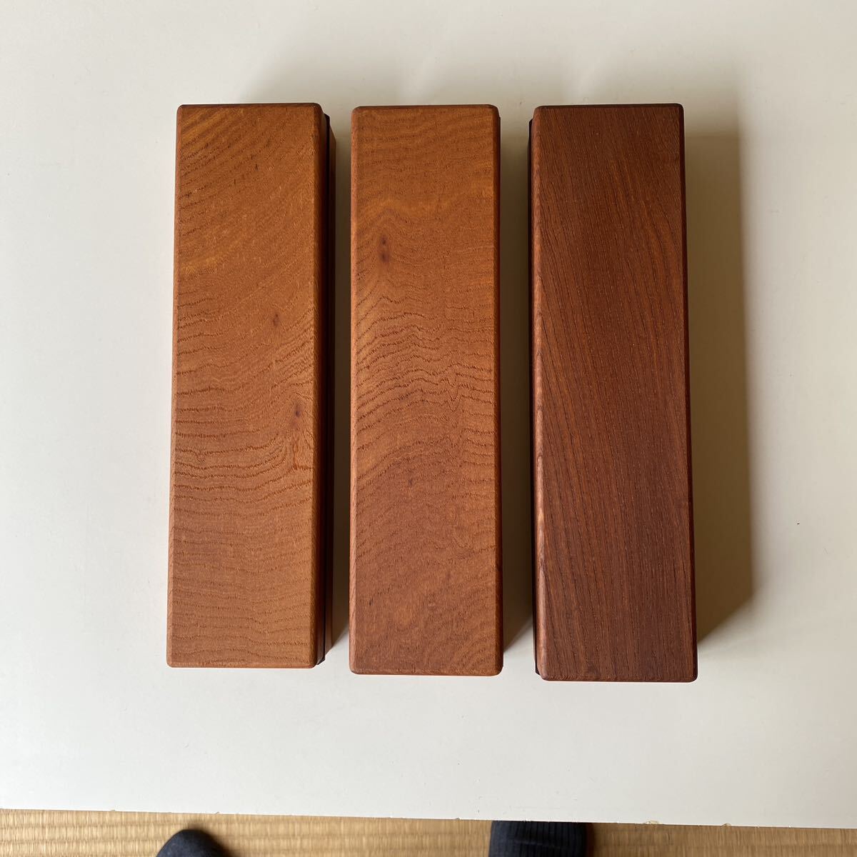  zelkova made small pattern box kiseru box new goods unused 3 piece inside size 24.2x5.7 centimeter 