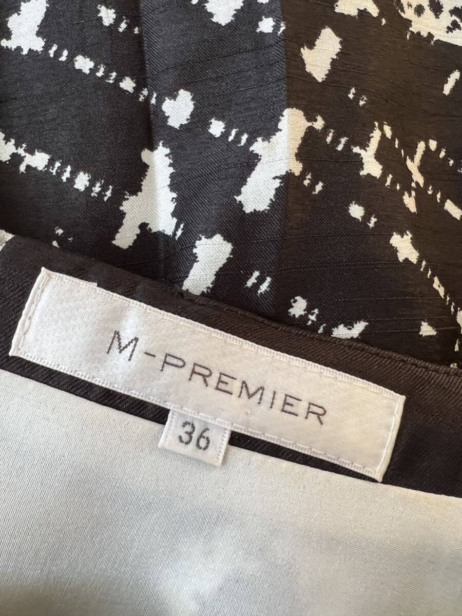 美品♪M-PREMIER モノトーン柄　フレアー　ノースリーブワンピース_画像7