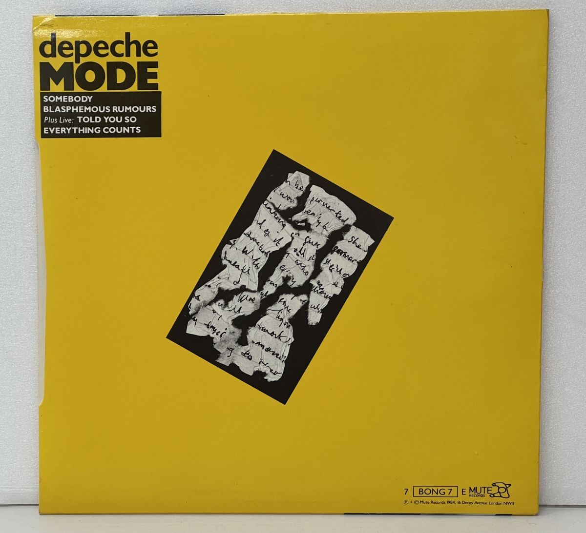 EP盤 / Depeche Mode / Blasphemous Rumours / Somebody / Mute Records / BONG 7【M001】_画像2