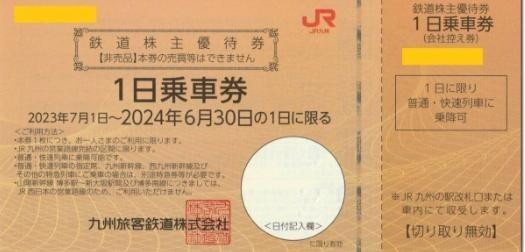 【即決・送料無料】JR九州 鉄道株主優待券 1日乗車券 クレカOKの画像1