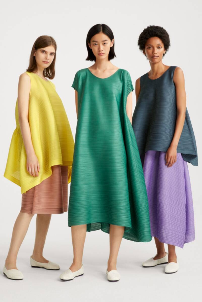 294☆美品 PLEATS PLEASE ISSEY MIYAKE プリーツプリーズ 横 プリーツ バウンズ ワンピース グリーンの画像1