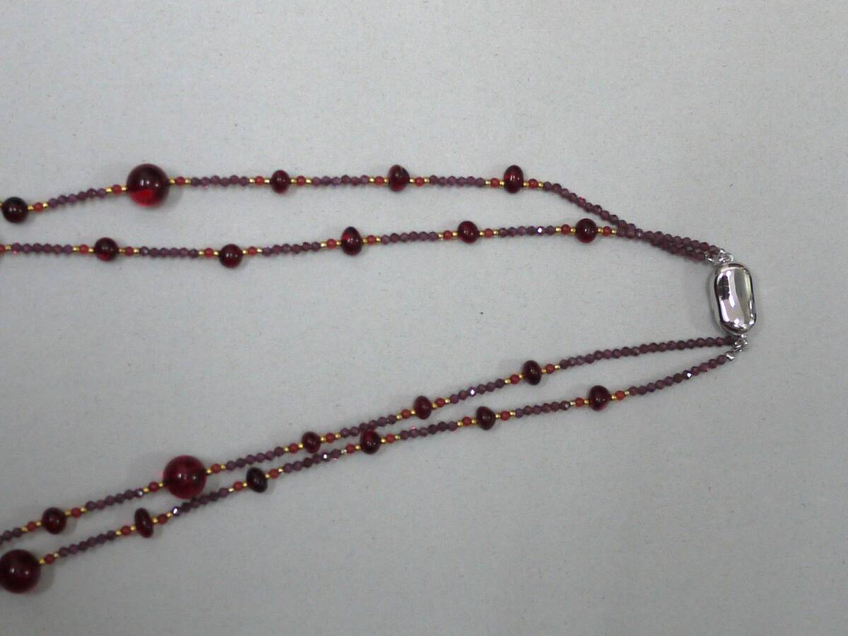 15A ネックレス 赤色石 ロングネックレス レディース アクセサリー 女性 デザインネックレス 金色金具