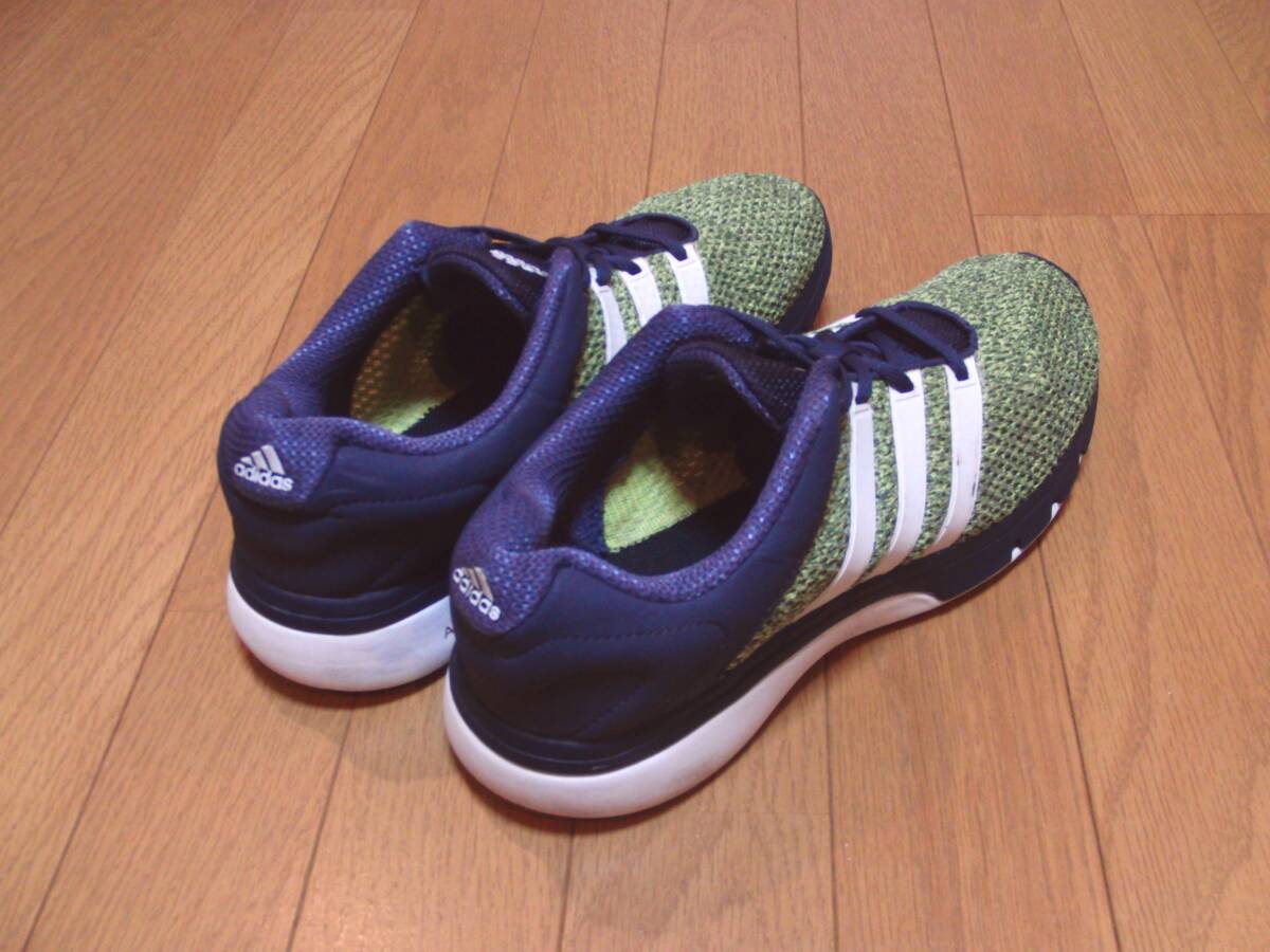 即決早勝!軽量adidasコンフォートシューズ紺×白×緑【通気性抜群】アディダス3ストライプランニングシューズ★ジョギングシューズヤクルトの画像3