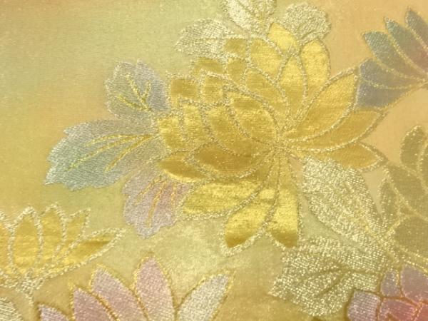ys6950215; 牡丹に菊模様織出し袋帯（材料）【アンティーク】【着】_画像3