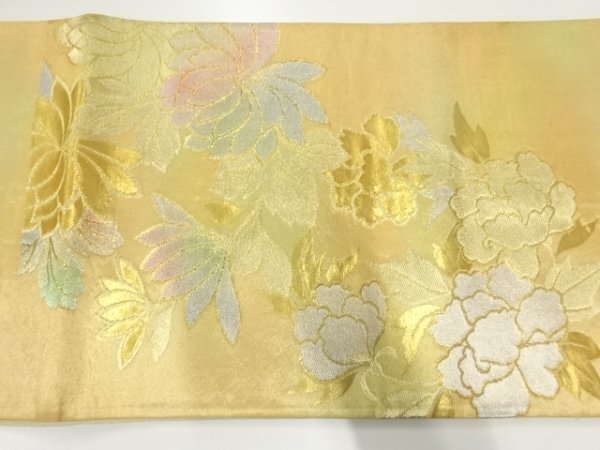 ys6950215; 牡丹に菊模様織出し袋帯（材料）【アンティーク】【着】_画像10