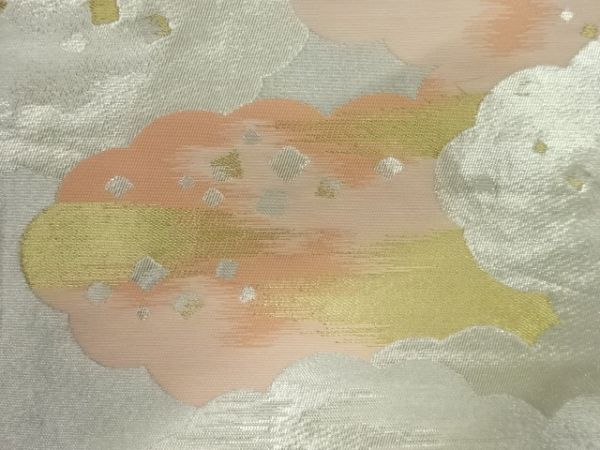ys6959549; 雲に色紙散らし模様織出し袋帯【リサイクル】【着】_画像4