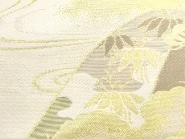 ys6947025; 遠山に松菊笹模様織り出し袋帯(材料)(サービス品)【アンティーク】【着】_画像6
