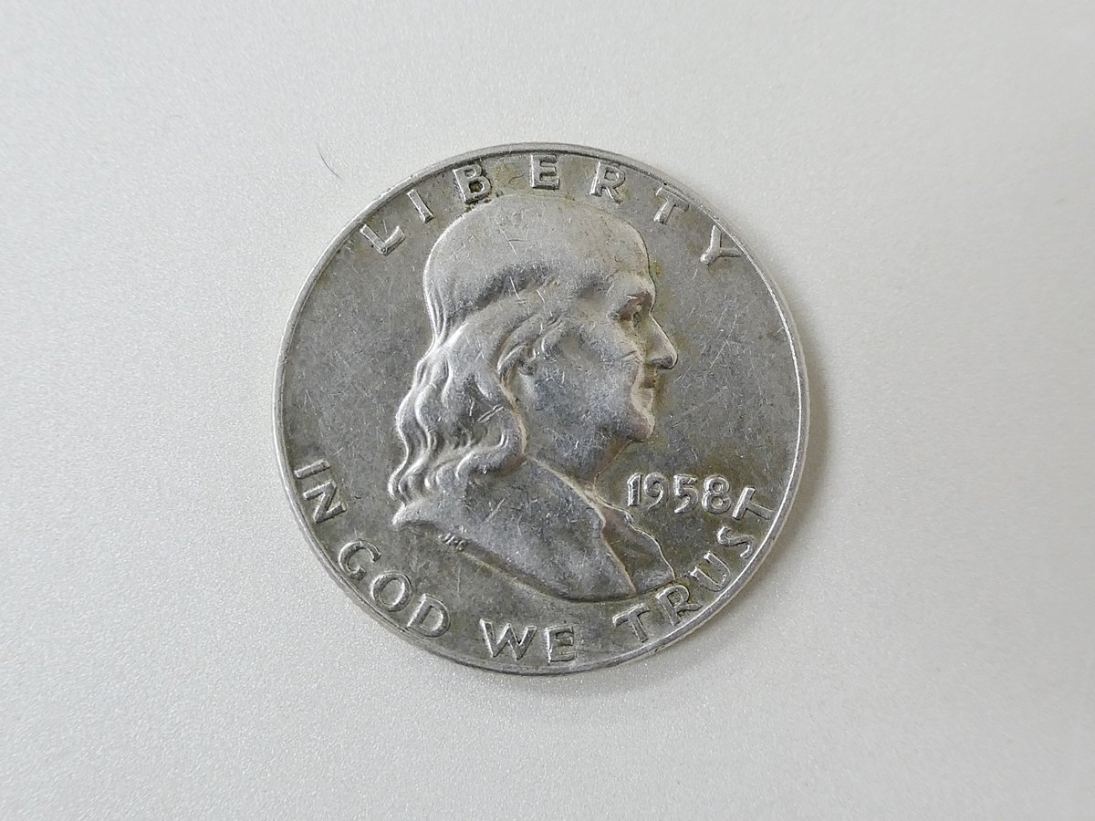 1958年 アメリカ フランクリン ハーフダラー 銀貨 50セント 1/2ドル HALF DOLLAR 硬貨 古銭_画像1