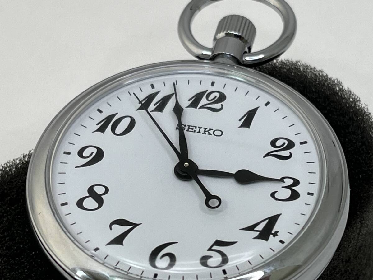 【M66】SEIKO 7C11-0010 懐中時計 クォーツ 鉄道時計 SSケース 動作品 綺麗の画像9