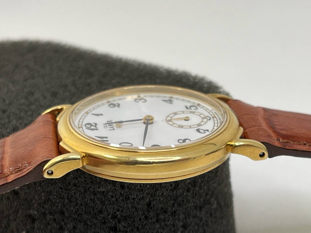 【M53】貴重 CITIZEN CLUB LAMER クラブラメール 18K/750 金無垢 4645-E62593 TA スモールセコンド クォーツ時計 動作品 メンズ腕時計の画像5