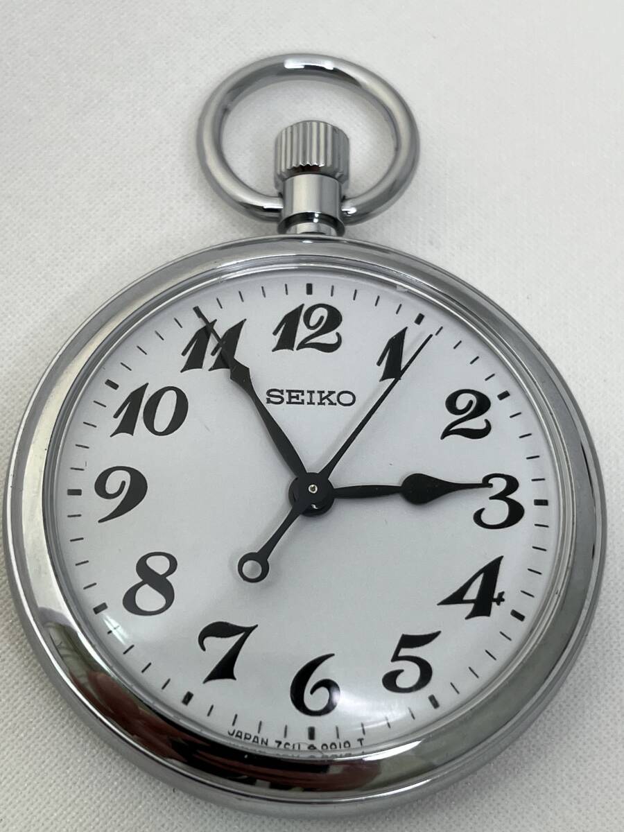 【M66】SEIKO 7C11-0010 懐中時計 クォーツ 鉄道時計 SSケース 動作品 綺麗の画像2