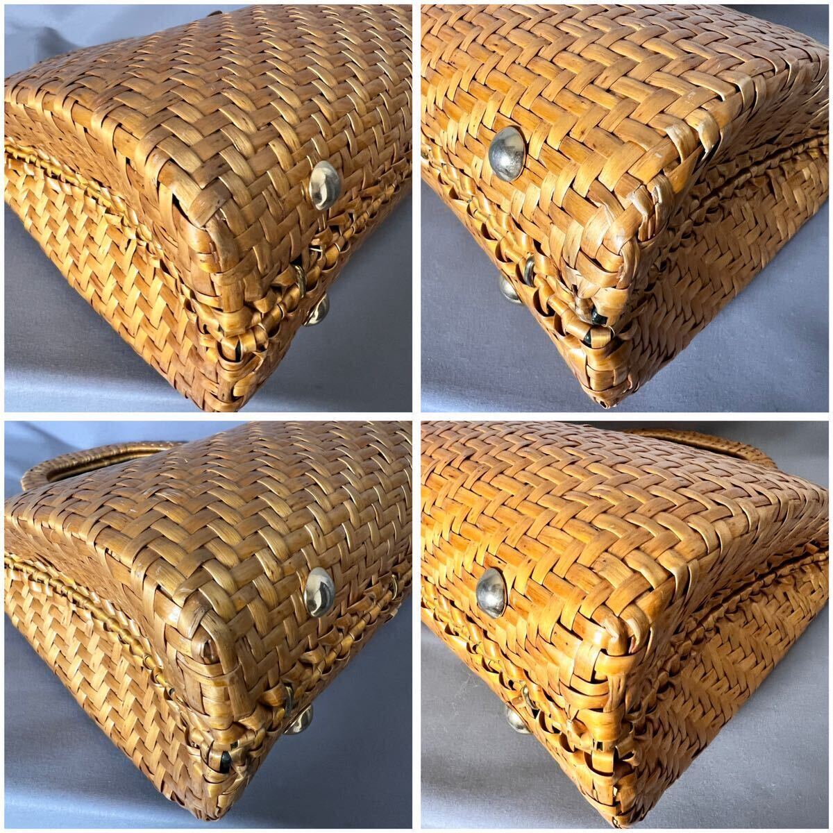 ★１円スタート★かごバッグ 編み編み 籠 イエローゴールド ハンドバッグ MADE IN ITALY イタリア製の画像6