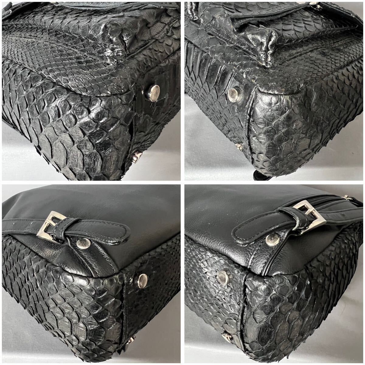 *1 jpy start * diamond python snake leather . leather 2way bag rucksack semi shoulder bag black black exotic leather C39.