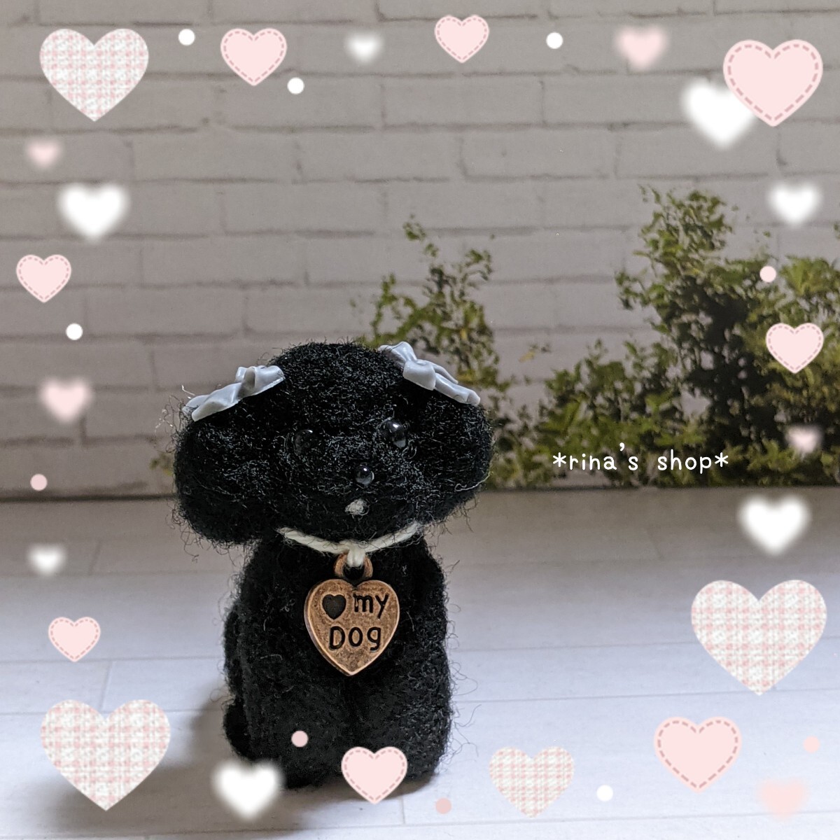 *rina's shop*5cm愛犬黒トイプードル*ブラックハンドメイド*羊毛フェルト*ブライス*ペットロス*インテリア*メモリアル*ミニチュア犬*小型犬_画像1