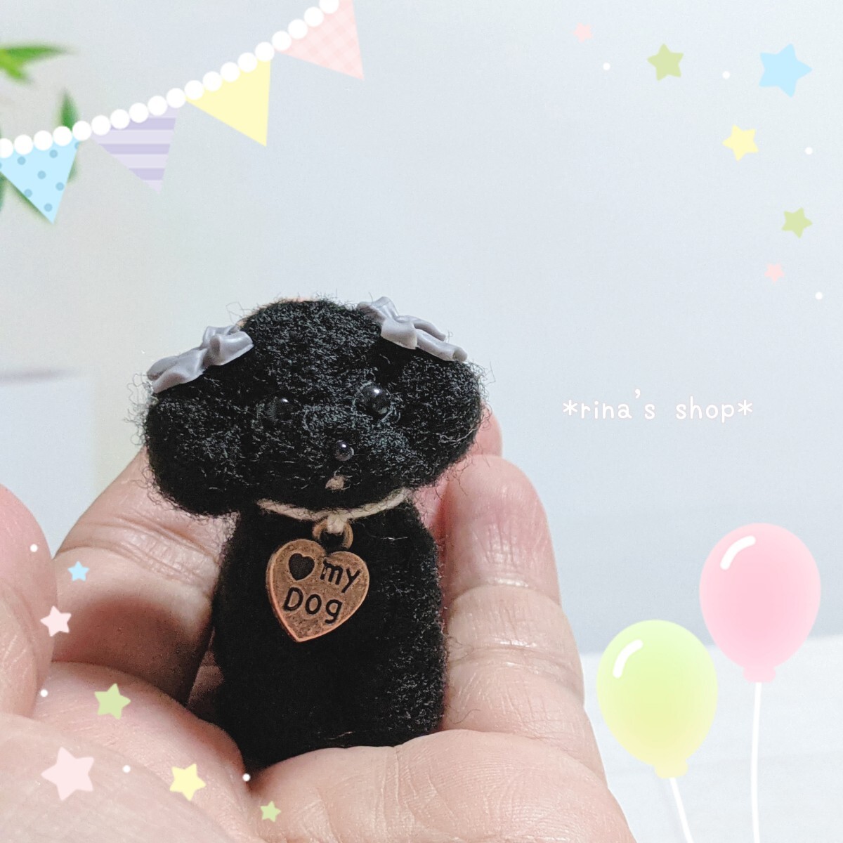 *rina's shop*5cm愛犬黒トイプードル*ブラックハンドメイド*羊毛フェルト*ブライス*ペットロス*インテリア*メモリアル*ミニチュア犬*小型犬_画像5