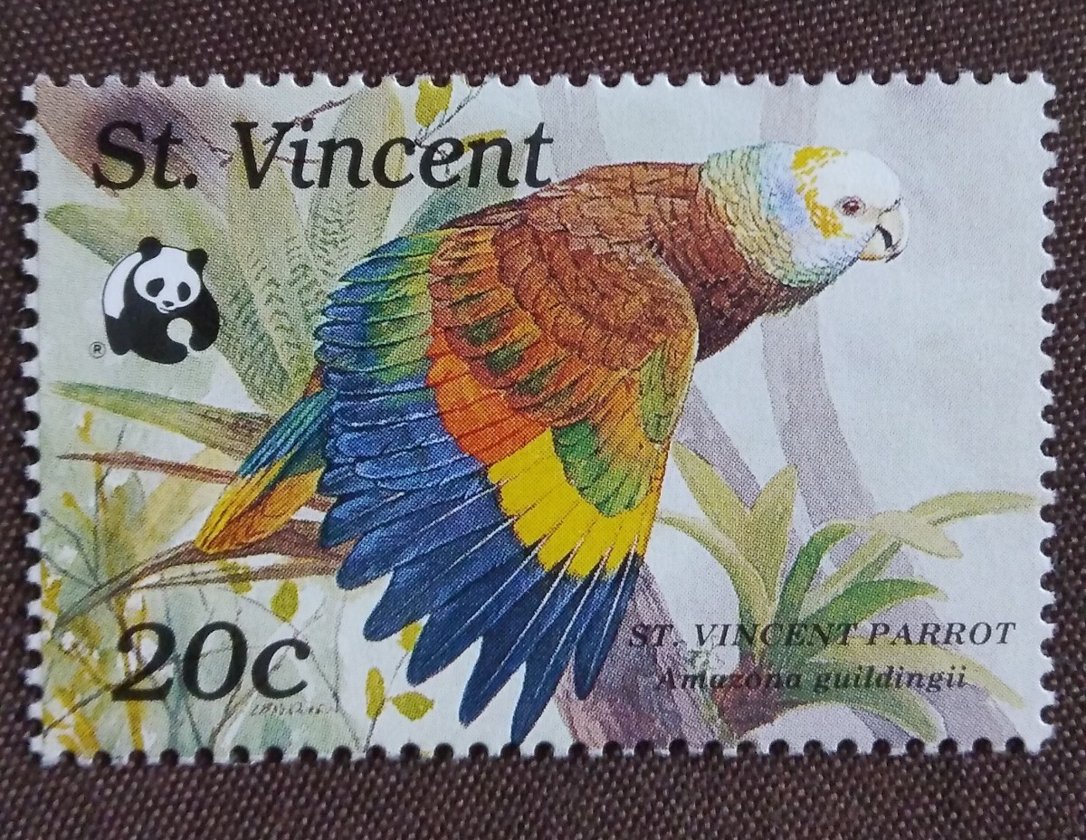 セントビンセント 1989 鳥 4完 WWF （世界自然保護基金） オウム インコ 自然 未使用糊ありの画像5