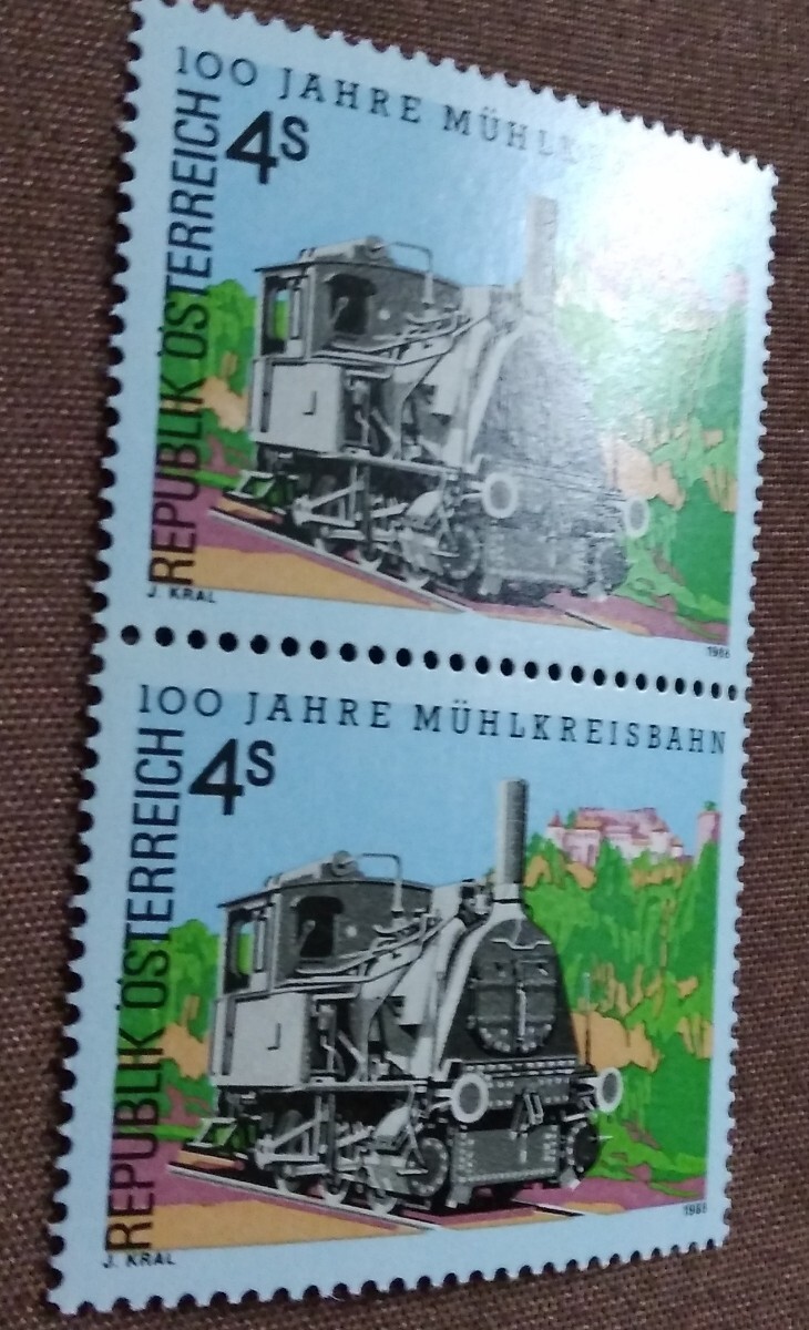 オーストリア 1988 鉄道 1種 蒸気機関車 汽車 交通 未使用糊ありの画像5
