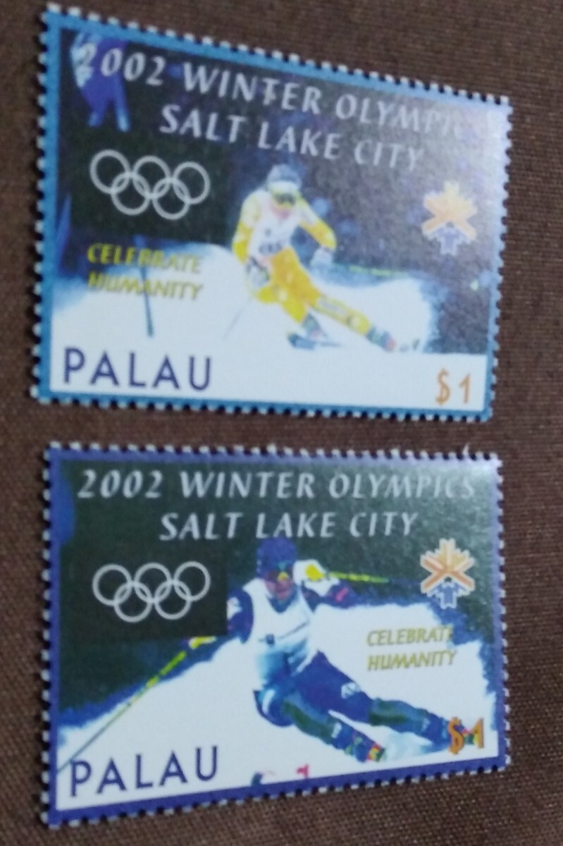  Palau 2002 salt Ray k Olympic 2. ski winter . wheel sport unused glue equipped 