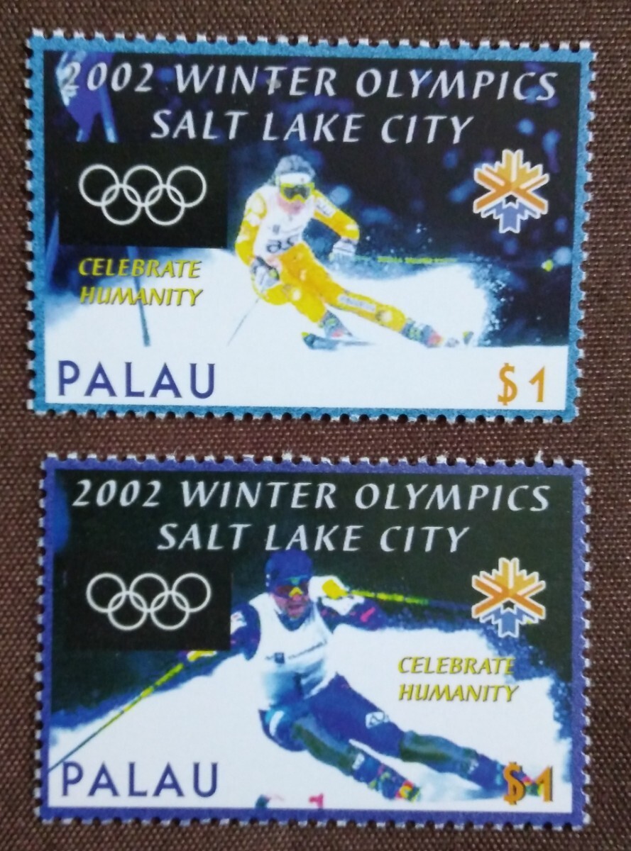 パラオ　2002 ソルトレイク オリンピック　2完　スキー　冬季 五輪　スポーツ　未使用糊あり_画像1