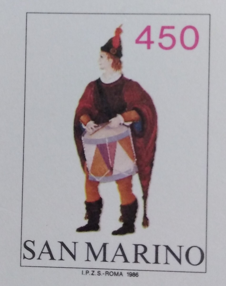 サンマリノ　1986 ポストカード　3完 バレストリエリ連盟創立30年　コスチューム　衣装　未使用　_画像8