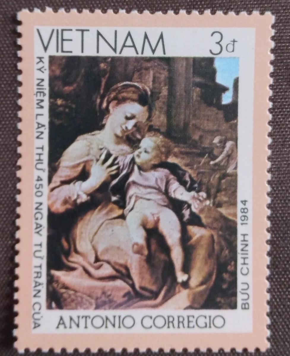 ベトナム 1990.11.13 アントニオコレジヨ没450年 7完 絵画 母子像 芸術 美術 の画像6