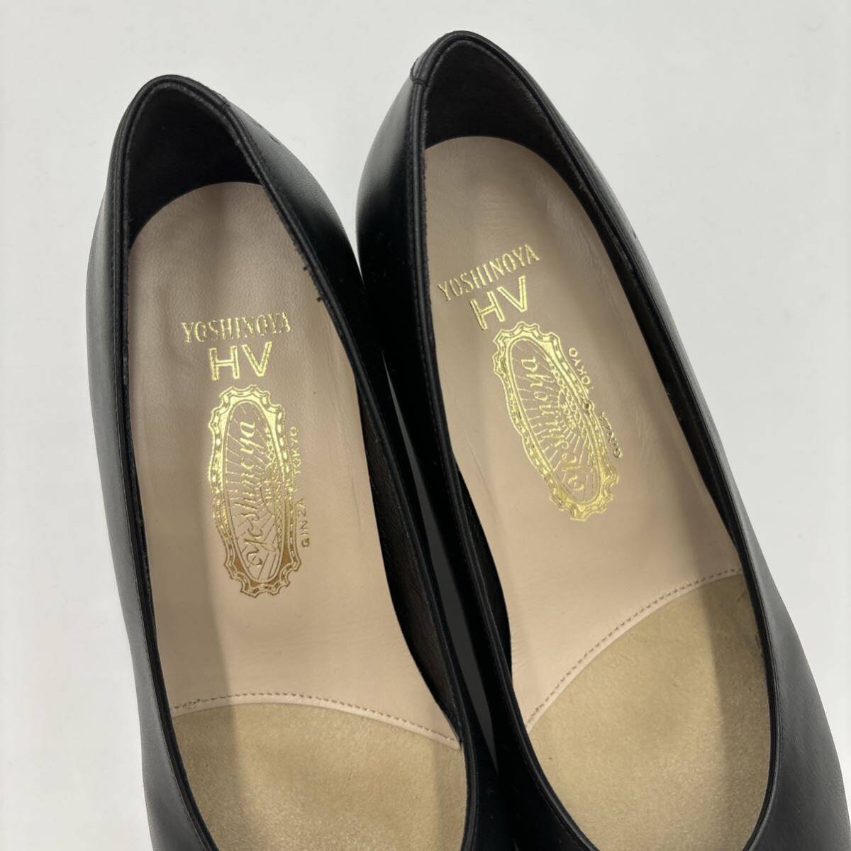 P ＊ 美品 日本製 '高級感溢れる' GINZA YOSHINOYA 銀座ヨシノヤ 本革 ヒール パンプス 革靴 ビジネスシューズ 23.5cm レディース 婦人靴_画像7