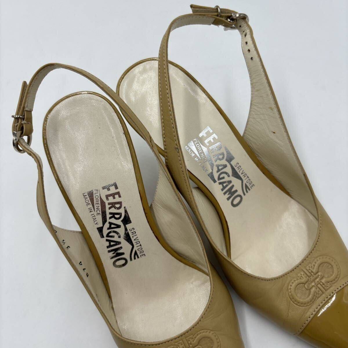 L＊ 良品 保存袋付き 高級婦人靴 Salvatore Ferragamo サルヴァトーレフェラガモ / ガンチーニ ミュール パンプス 3.5C 20.5cm サンダル_画像8
