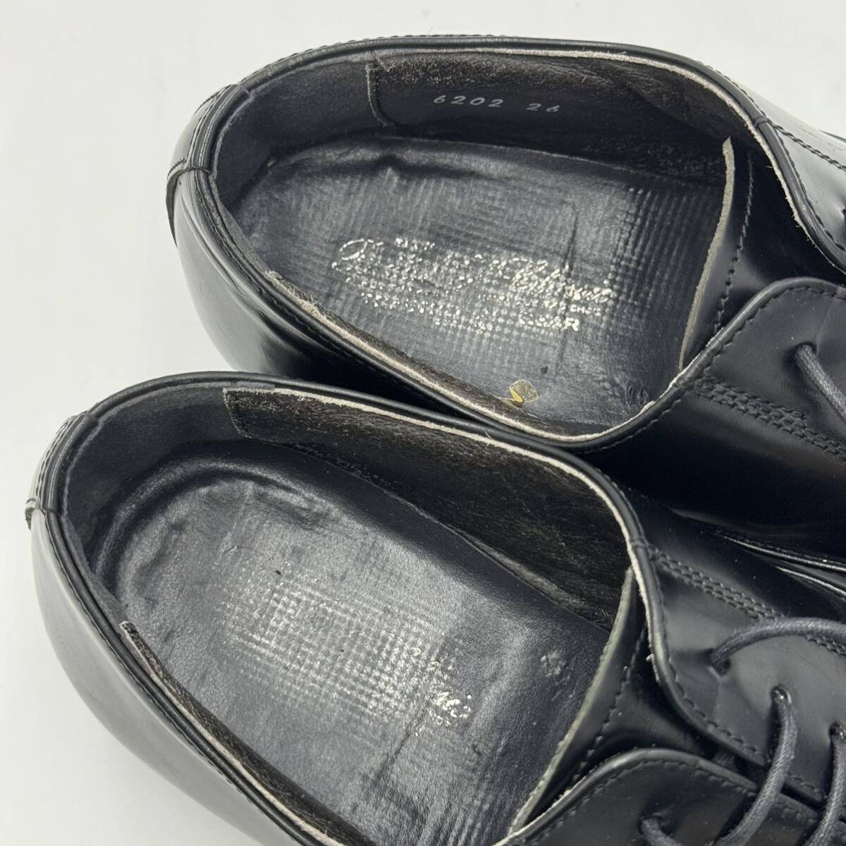 G ☆ 人気モデル!! '日本製' ブランド不明 レザー ビジネスシューズ 革靴 ストレートチップ 内羽根式 size:26.0cm EEE メンズ 紳士靴 BLKの画像8
