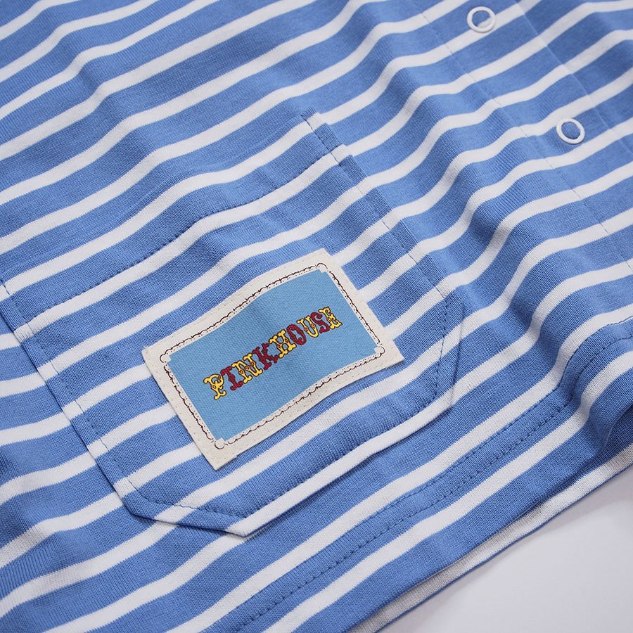 [ неношеный ] Pink House голубой x белый окантовка Logo вышивка небо . sailor кардиган / свободный размер / обычная цена 27500 иен /2023SSkore/ сделано в Японии /D29-703