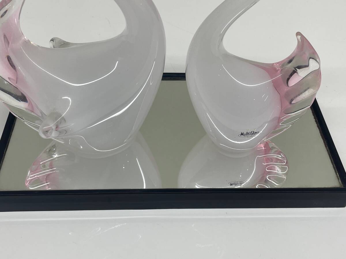 ☆188 Multi Glass  мульти  стекло   белый  птица   комнатное украшение  ... 2... комплект    подставка  ... включено   розовый   пара   стекло ...