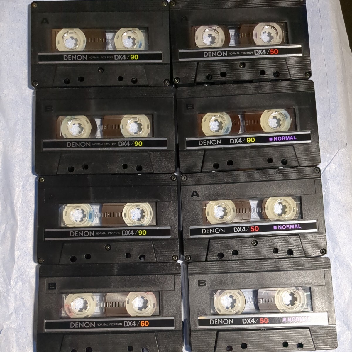ジャンク　DENON　使用済み　カセットテープ　DX4 90 60 50　計8本　当時物　昭和レトロ　ノーマルポジション_画像1