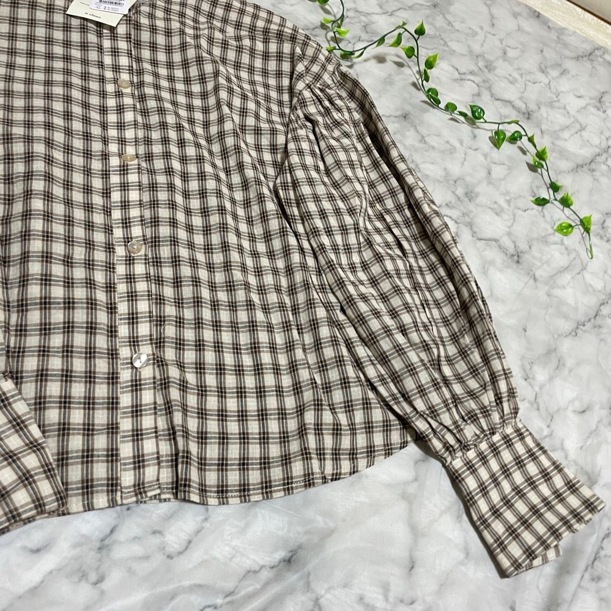 【w closet】シャツ チェック柄 春服 レディース 新品未使用 長袖シャツ  ネルシャツ 紐付き