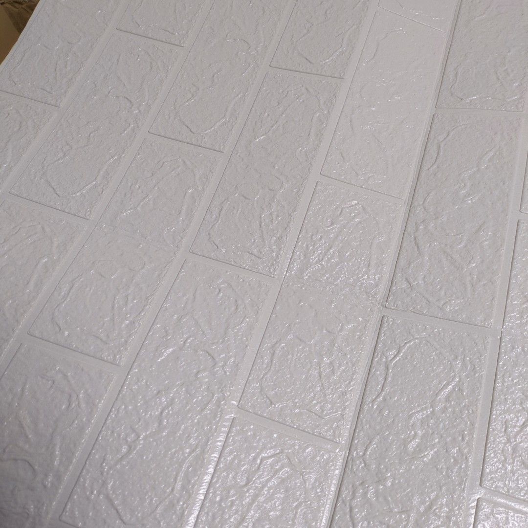 3D 壁紙 レンガ調 シール シート 10枚セット 白 ホワイト DIY クッション ウォールステッカー 立体 壁 リフォーム 