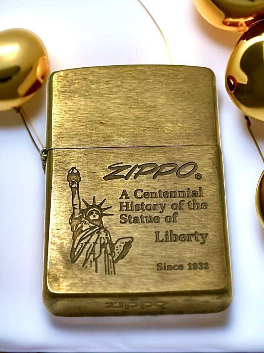 ZIPPO SOLID BRASS STATUE OF LIBERTY ジッポ 自由の女神 1995年9月製造 箱・保証書付き I XIの画像1