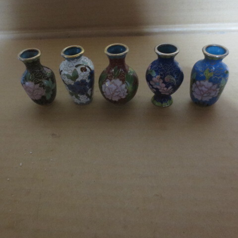 七宝焼 ミニチュア 花瓶 置物 5種類の画像1